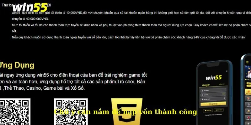 Chú ý cần nắm để nạp vốn thành công